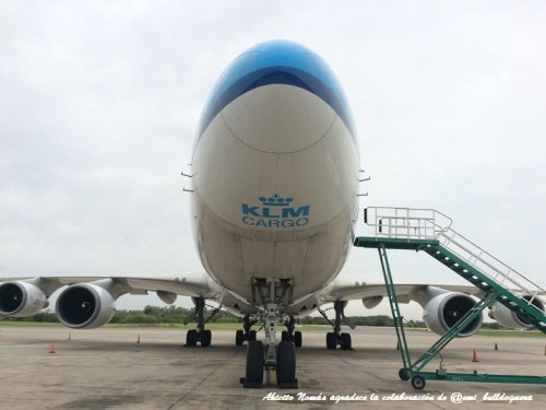 B747F KL en plataforma EZE de frente